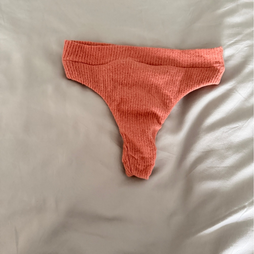 Laina Rauma Dance Class Fuzzy Rib High Thong in size Small color Peach Cobbler